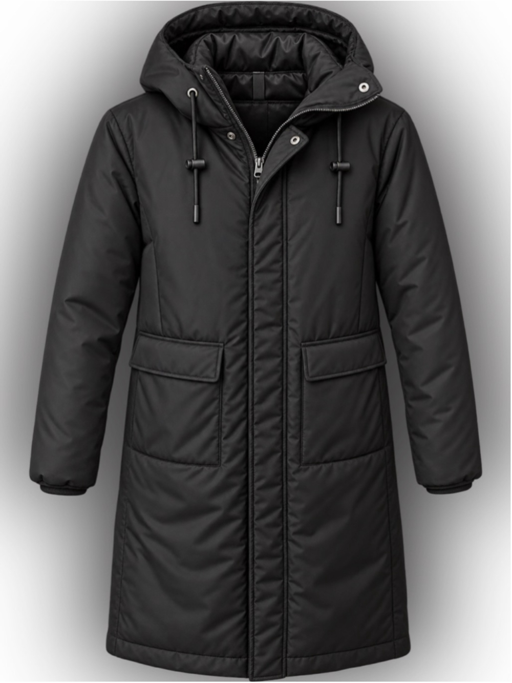 Zella Men's Hooded Long Puffer Coat in Black